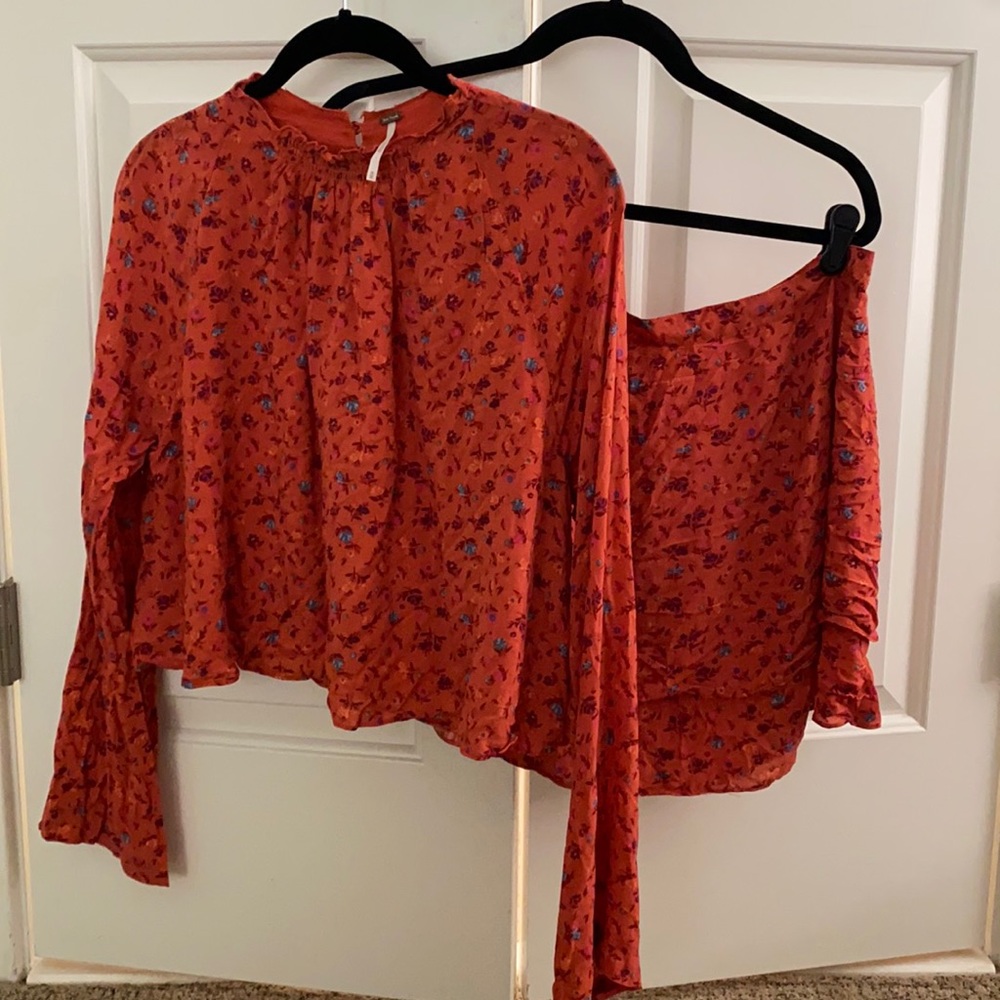 Free People Printed Top and Skirt